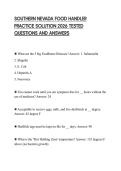 SOUTHERN NEVADA FOOD HANDLER PRACTICE SOLUTION 2026 TESTED QUESTIONS AND ANSWERS