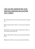 OHIO LEAD RISK ASSESSOR FINAL EXAM PAPER 2026 QUESTIONS AND SOLUTIONS 100&percnt; CORREC