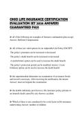 OHIO LIFE INSURANCE CERTIFICATION EVALUATION SET 2026 ANSWERS GUARANTEED PASS