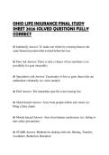 OHIO LIFE INSURANCE FINAL STUDY SHEET 2026 SOLVED QUESTIONS FULLY CORRECT