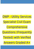 DWP - Utility Services Specialist Civil Exam Comprehensive Questions &lpar;Frequently Tested&rpar; with Verified Answers Graded A&plus;