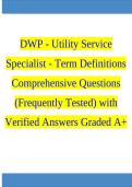 DWP - Utility Service Specialist - Term Definitions Comprehensive Questions &lpar;Frequently Tested&rpar; with Verified Answers Graded A&plus;