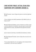 OHIO NOTARY PUBLIC ACTUAL EXAM 2026 QUESTIONS WITH ANSWERS GRADED A&plus;