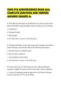 OHIO PTA JURISPRUDENCE EXAM 2026 COMPLETE QUESTIONS AND VERIFIED ANSWERS GRADED A&plus;
