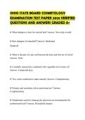 OHIO STATE BOARD COSMETOLOGY EXAMINATION TEST PAPER 2026 VERIFIED QUESTIONS AND ANSWERS GRADED A&plus;
