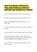 OHIO STATE BOARD COSMETOLOGY FINAL EXAM PAPER 2026 COMPLETE QUESTIONS AND ANSWERS 100&percnt; CORRECT