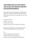 WGU INTRODUCTION TO CRYPTOGRAPHY C839 ACTUAL TEST PAPER 2026 QUESTIONS WITH SOLUTIONS GRADED A&plus;