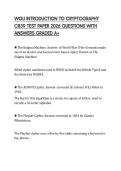 WGU INTRODUCTION TO CRYPTOGRAPHY C839 TEST PAPER 2026 QUESTIONS WITH ANSWERS GRADED A&plus;
