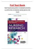 TEST BANK FOR Reading&comma; Understanding&comma; and Applying Nursing Research 6th Edition &vert; Updated&sol;Latest 2025&ndash;2026 Complete Exam Success Resource&period; Comprehensive All Chapters Questions and Verified Answers for Nursing and Health Science Students&period; Fully Revised Stu