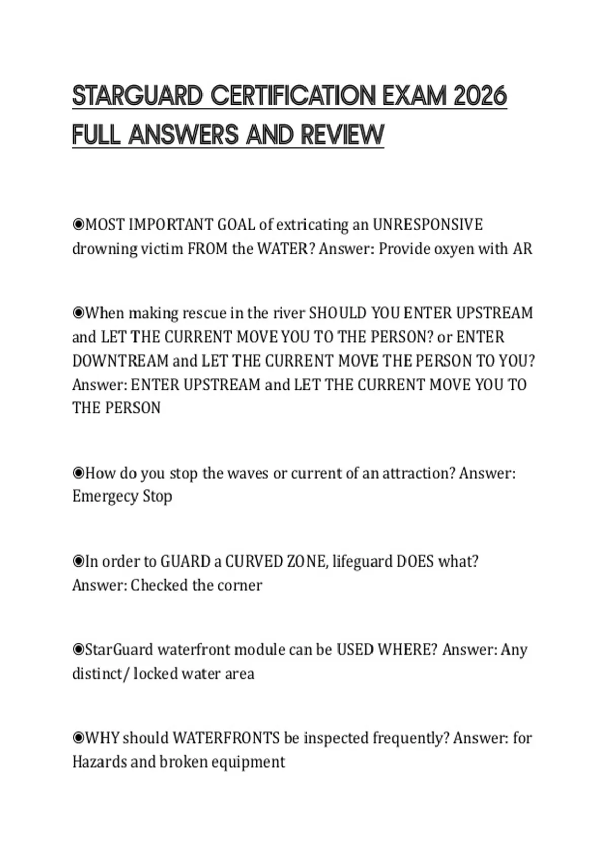 Cast Guard Study Guide STARGUARD CERTIFICATION EXAM 2026 FULL ANSWERS AND REVIEW - STARGUARD ...