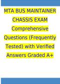 MTA BUS MAINTAINER CHASSIS EXAM Comprehensive Questions &lpar;Frequently Tested&rpar; with Verified Answers Graded A&plus;