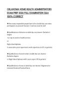 OKLAHOMA HOME HEALTH ADMINISTRATORS EXAM PREP 2026 FULL EXAMINATION Q&A 100&percnt; CORRECT