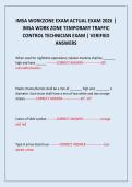 IMSA WORKZONE EXAM ACTUAL EXAM 2026 &vert; IMSA WORK ZONE TEMPORARY TRAFFIC CONTROL TECHNICIAN EXAM &vert; VERIFIED ANSWERS