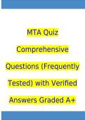 MTA Quiz Comprehensive Questions &lpar;Frequently Tested&rpar; with Verified Answers Graded A&plus;