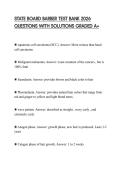 STATE BOARD BARBER TEST BANK 2026 QUESTIONS WITH SOLUTIONS GRADED A&plus;