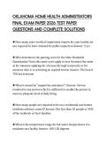 OKLAHOMA HOME HEALTH ADMINISTRATORS FINAL EXAM PAPER 2026 TEST PAPER QUESTIONS AND COMPLETE SOLUTIONS