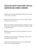 STATE FOOD SAFETY EXAM SCRIPT 2026 FULL QUESTIONS AND CORRECT ANSWERS