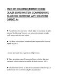 STATE OF COLORADO MOTOR VEHICLE DEALER BOARD MASTERY COMPREHENSIVE EXAM 2026 QUESTIONS WITH SOLUTIONS GRADED A&plus;