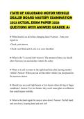 STATE OF COLORADO MOTOR VEHICLE DEALER BOARD MASTERY EXAMINATION 2023 ACTUAL EXAM PAPER 2026 QUESTIONS WITH ANSWERS GRADED A&plus;