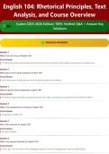English 104  Rhetorical Principles&comma; Text Analysis&comma; and Course Overview 50&plus; &lpar;Latest 2025-2026 Edition&rpar; 100&percnt; Verified Q&A &plus; Answer Key Solutions