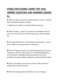 STERILE PROCESSING CBSPD TEST 2026 VERIFIED QUESTIONS AND ANSWERS GRADED A&plus;