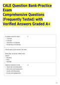CALE Question Bank-Practice Exam Comprehensive Questions &lpar;Frequently Tested&rpar; with Verified Answers Graded A&plus;