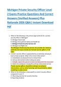 Michigan Private Security Officer Level  2 Exams Practice Questions And Correct  Answers &lpar;Verified Answers&rpar; Plus  Rationale 2026 Q&A&vert; Instant Download  Pdf  