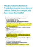 Michigan Probation Officer Exams  Practice Questions And Correct Answers  &lpar;Verified Answers&rpar; Plus Rationale 2026  Q&A&vert; Instant Download Pdf  