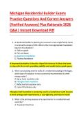 Compilation Bundle for Michigan Residential Builder Exams Practice Questions And Correct Answers &lpar;Verified Answers&rpar; Plus Rationale 2026 Q&A&vert; Instant Download Pdf