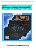 Test Bank for Business Analytics&colon; Data Analysis & Decision Making&comma; 7th Edition by S&period; Christian Albright & Wayne L&period; Winston &vert; ISBN&colon; 9780357109953 &vert;  Chapters 1-19  &vert; Downloadable PDF