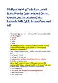 Michigan Welding Technician Level 1  Exams Practice Questions And Correct  Answers &lpar;Verified Answers&rpar; Plus  Rationale 2026 Q&A&vert; Instant Download  Pdf  