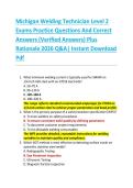 Michigan Welding Technician Level 2  Exams Practice Questions And Correct  Answers &lpar;Verified Answers&rpar; Plus  Rationale 2026 Q&A&vert; Instant Download  Pdf  