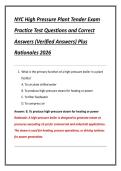 NYC High Pressure Plant Tender Exam  Practice Test Questions and Correct  Answers &lpar;Verified Answers&rpar; Plus  Rationales 2026