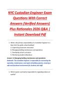 NYC Custodian Engineer Exam  Questions With Correct  Answers &lpar;Verified Answers&rpar;  Plus Rationales 2026 Q&A &vert;  Instant Download Pdf 