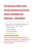 NYC Education Officer Exam  Practice Questions and Correct  Answers &lpar;Verified&rpar; with  Rationales &ndash; 2026 Edition