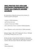 ONCC PRACTICE TESTS OCN CARE CONTINUUM COMPREHENSIVE TEST PAPER 2026 COMPLETE ANSWERS ACCURATE