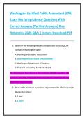 Washington Certified Public Accountant &lpar;CPA&rpar;  Exam WA Jurisprudence Questions With  Correct Answers &lpar;Verified Answers&rpar; Plus  Rationales 2026 Q&A &vert; Instant Download Pdf