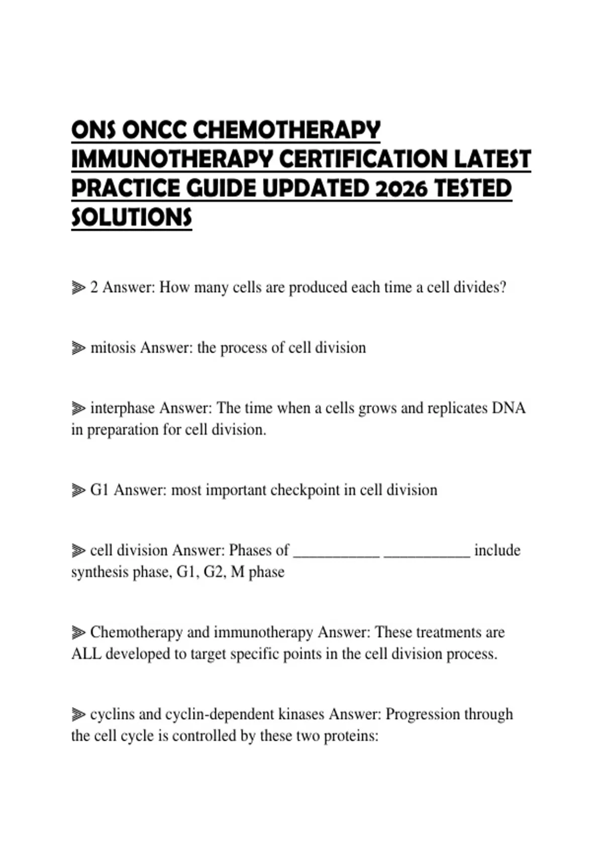 ONS ONCC CHEMOTHERAPY IMMUNOTHERAPY CERTIFICATION LATEST PRACTICE GUIDE ...