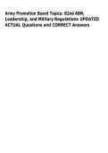 Army Promotion Board Topics&colon; 82nd ABN&comma;  Leadership&comma; and Military Regulations UPDATED  ACTUAL Questions and CORRECT Answers