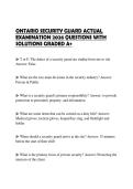 ONTARIO SECURITY GUARD ACTUAL EXAMINATION 2026 QUESTIONS WITH SOLUTIONS GRADED A&plus;