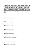 OPENSTAX ANATOMY AND PHYSIOLOGY 2E UNIT 1 CERTIFICATION EVALUATION EXAMS 2026 QUESTIONS WITH ANSWERS GRADED A&plus;