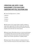 OPERATIONS AND SUPPLY CHAIN MANAGEMENT C720 EXAM SCRIPT QUESTIONS WITH FULL SOLUTIONS 2026