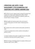 OPERATIONS AND SUPPLY CHAIN MANAGEMENT C720 EXAMINATION TEST QUESTIONS WITH VERIFIED ANSWERS 2026