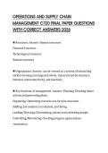 OPERATIONS AND SUPPLY CHAIN MANAGEMENT C720 FINAL PAPER QUESTIONS WITH CORRECT ANSWERS 2026