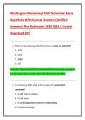 Washington Mechanical CAD Technician Exam  Questions With Correct Answers &lpar;Verified  Answers&rpar; Plus Rationales 2026 Q&A &vert; Instant  Download Pdf 