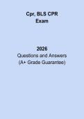 CPR & BLS CPR Exam 2026 &vert; Complete Study Guide&comma; Practice Questions & Verified Answers