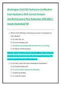 Washington Civil CAD Technician Certification  Exam Questions With Correct Answers  &lpar;Verified Answers&rpar; Plus Rationales 2026 Q&A &vert;  Instant Download Pdf 