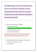 ISO 28000 Supply Chain Security Management  Systems Lead Auditor Certification Practice  Examination Questions And Correct Answers  &lpar;Verified Answers&rpar; Plus Rationales 2026 Q&A &vert;  Instant Download Pdf 