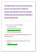 ISO 28000 Supply Chain Security Management  Systems Lead Implementer Certification  Practice Exam Questions And Correct Answers  &lpar;Verified Answers&rpar; Plus Rationales 2026 Q&A &vert;  Instant Download Pdf 