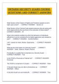 ONTARIO SECURITY GUARD COURSE- QUESTIONS AND CORRECT ANSWERS